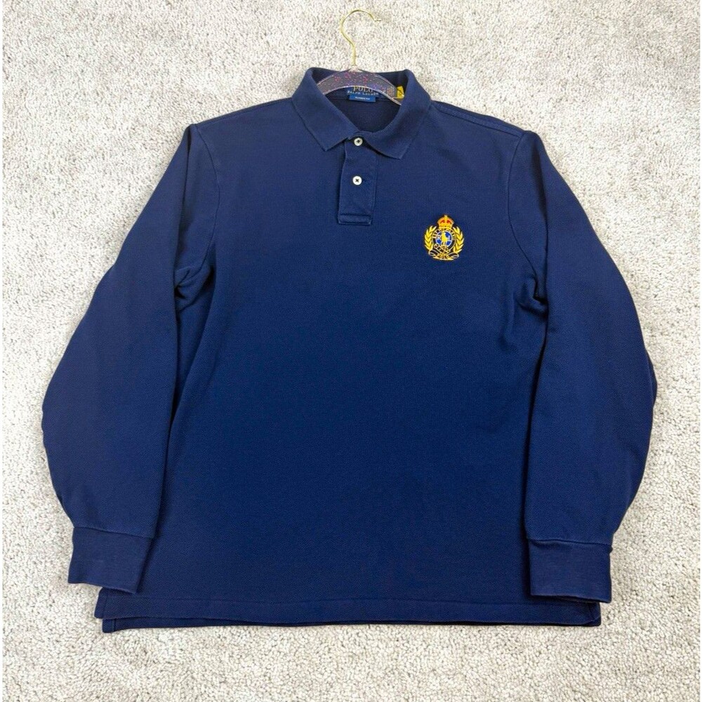 Polo Ralph Lauren Mens Medium Challenge Cup Rugby Polo Shirt Navy Embroidered